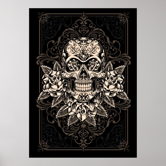 Ornate Sugar Skull Poster (Front)