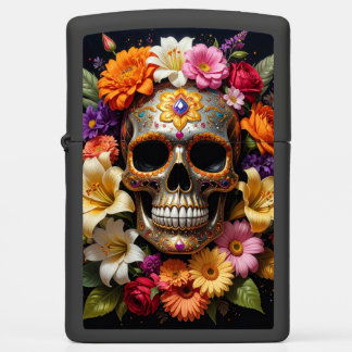 Ornate Sugar Skull Zippo Lighter