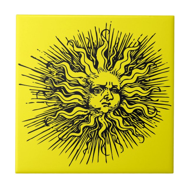 Ornate Sun Vintage Celestial Tile  (Front)