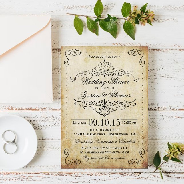 Ornate Swirl Vintage Wedding Shower Invitations (Creator Uploaded)