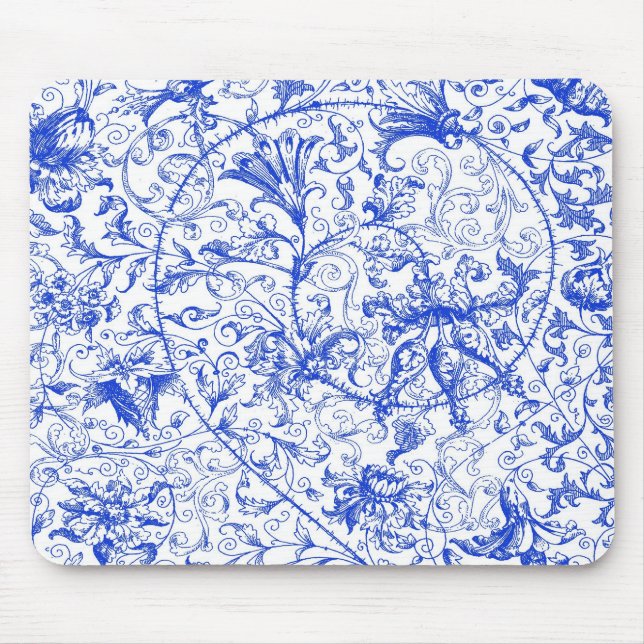 Ornate Swirls in Blue Mousepad (Front)