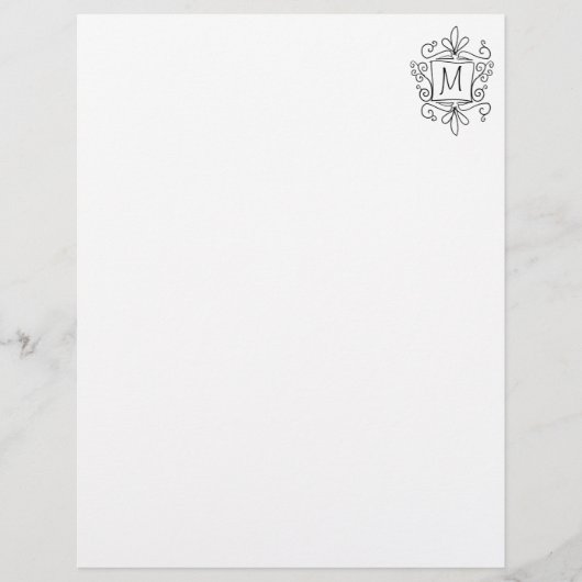 Ornate swirly monogram letterhead writing paper (Front)