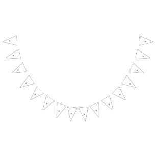 Ornate, symmetrical design with purple, pink, and  bunting flags
