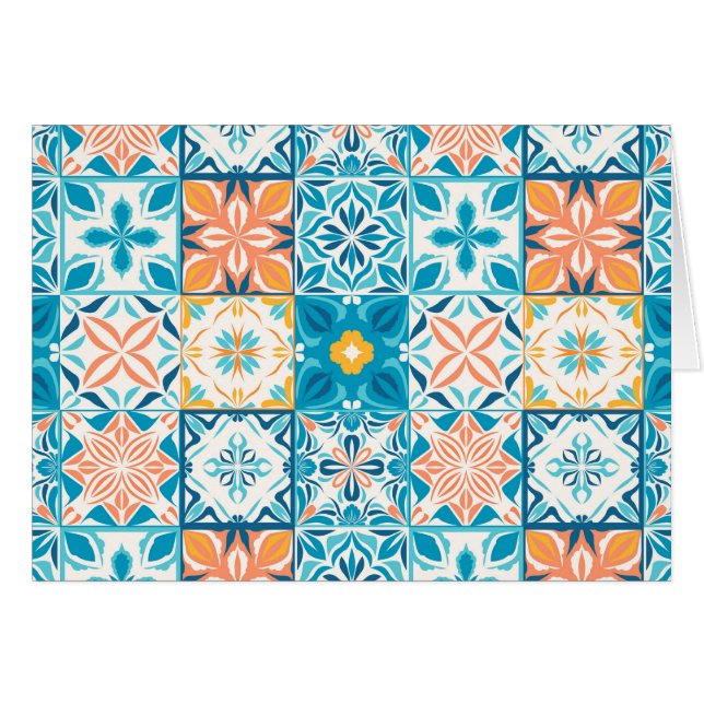 Ornate tiles in blue and orange (Front Horizontal)