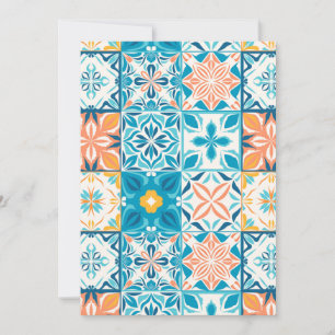 Ornate tiles in blue and orange