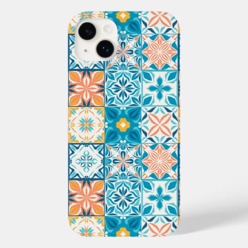 Ornate tiles in blue and orange Case_Mate iPhone 14 plus case