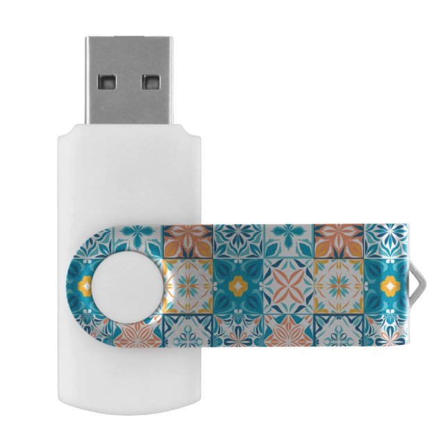 Ornate tiles in blue and orange flash drive (Opened)