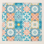 Ornate tiles in blue and orange scarf<br><div class="desc">Hand-drawn colorful tiles,  floral decorative design,  ornate tiles</div>