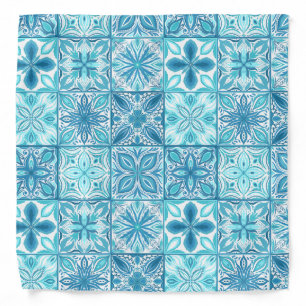 Ornate tiles in blue and white bandana