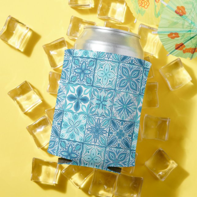 Ornate tiles in blue and white can cooler (In Situ Summer)