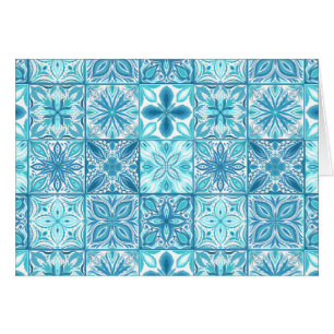 Ornate tiles in blue and white cards
