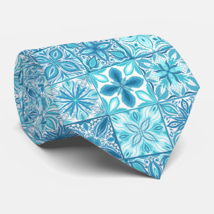 Ornate tiles in blue and white neck tie