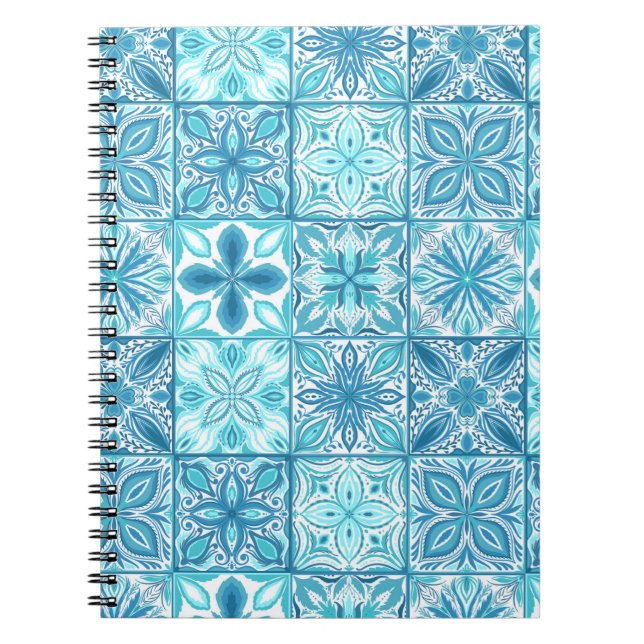 Ornate tiles in blue and white notebook (Front)