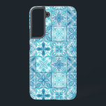Ornate tiles in blue and white samsung galaxy s22  case<br><div class="desc">Hand-painted various ornate tiles with floral elements</div>