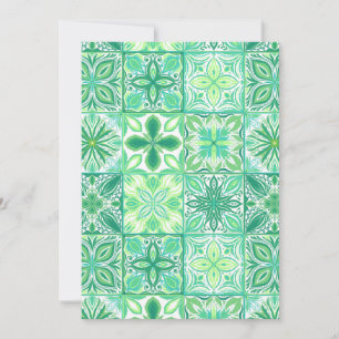 Ornate tiles in green and white