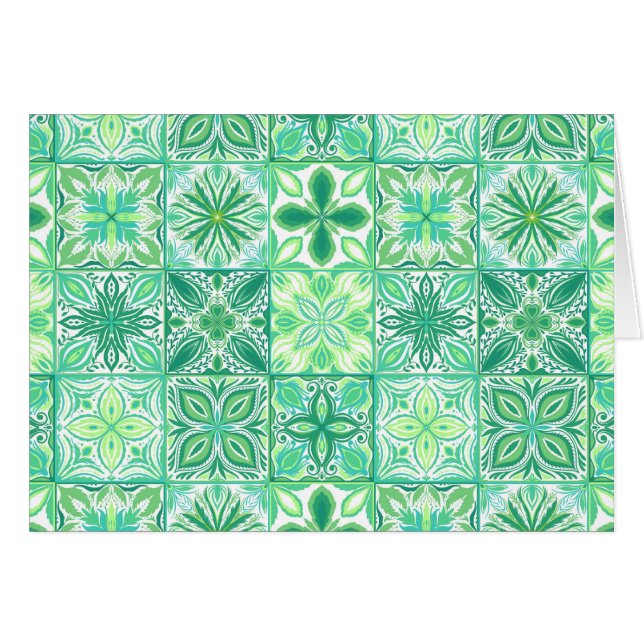 Ornate tiles in green and white (Front Horizontal)