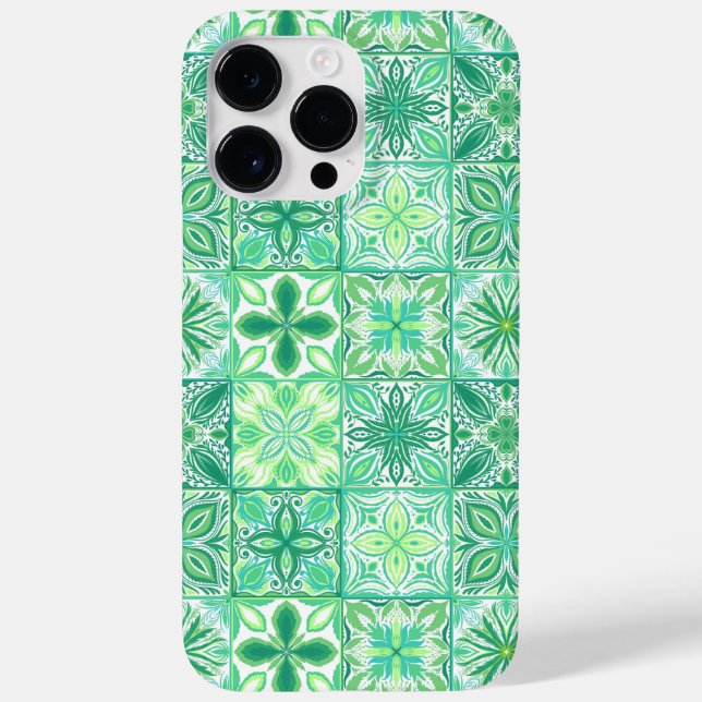 Ornate tiles in green and white Case-Mate iPhone case (Back)