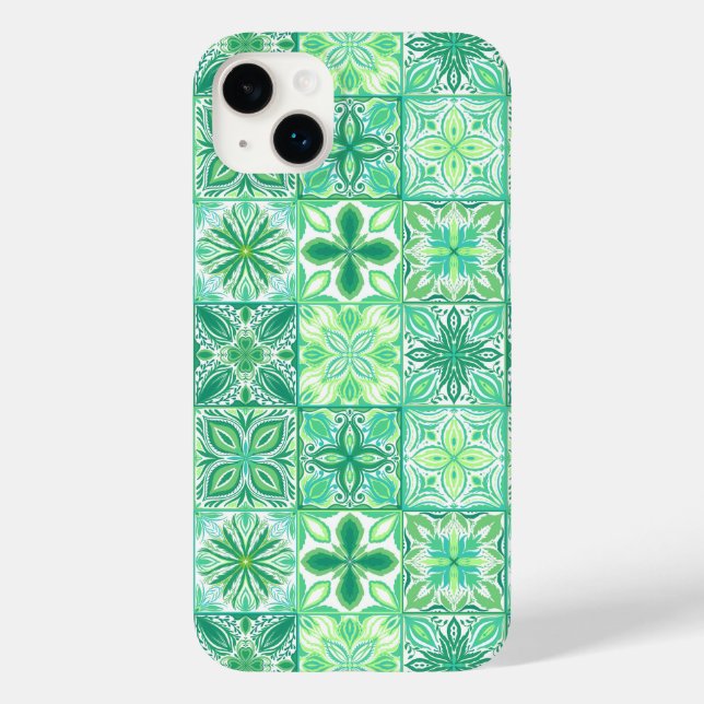 Ornate tiles in green and white Case-Mate iPhone case (Back)