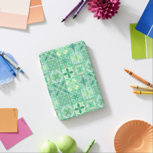 Ornate tiles in green and white iPad mini cover