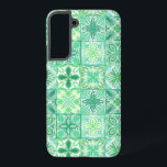 Ornate tiles in green and white samsung galaxy s22  case<br><div class="desc">Hand-painted various ornate tiles with floral elements</div>