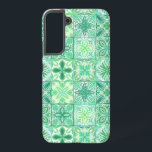 Ornate tiles in green and white samsung galaxy s22  case<br><div class="desc">Hand-painted various ornate tiles with floral elements</div>