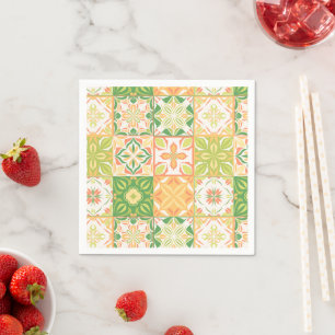 Ornate tiles in green and yellow napkins