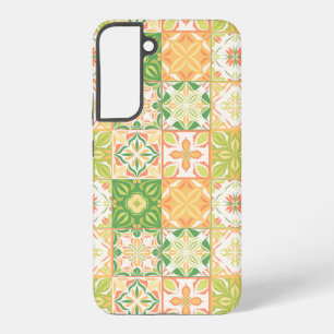 Ornate tiles in green and yellow samsung galaxy s22+ case