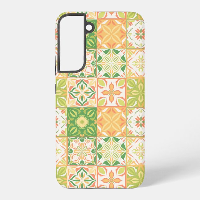 Ornate tiles in green and yellow samsung galaxy case (Back)