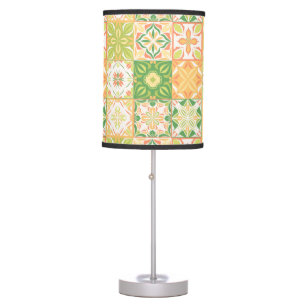 Ornate tiles in green and yellow table lamp
