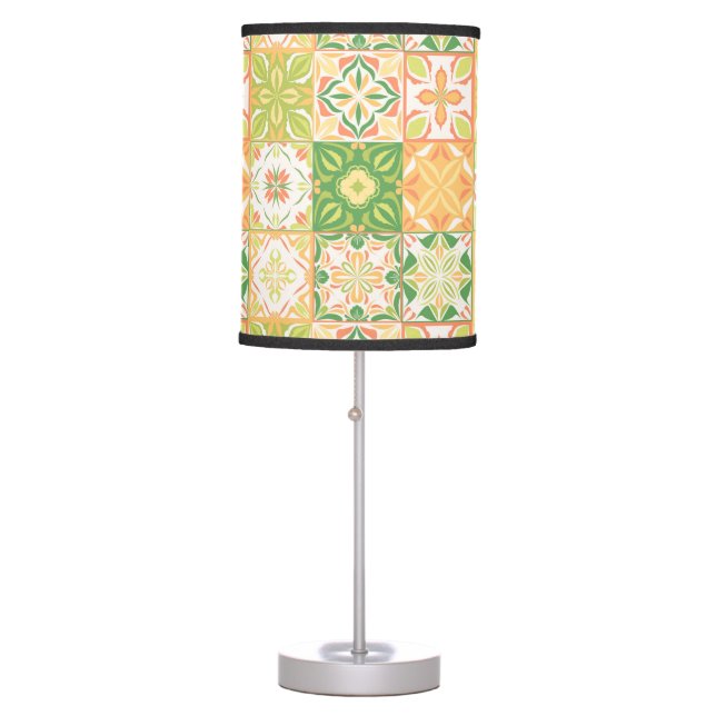 Ornate tiles in green and yellow table lamp (Front)