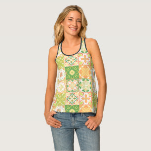Ornate tiles in green and yellow tank top