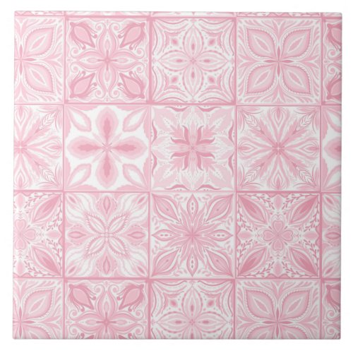 Ornate tiles in pink 