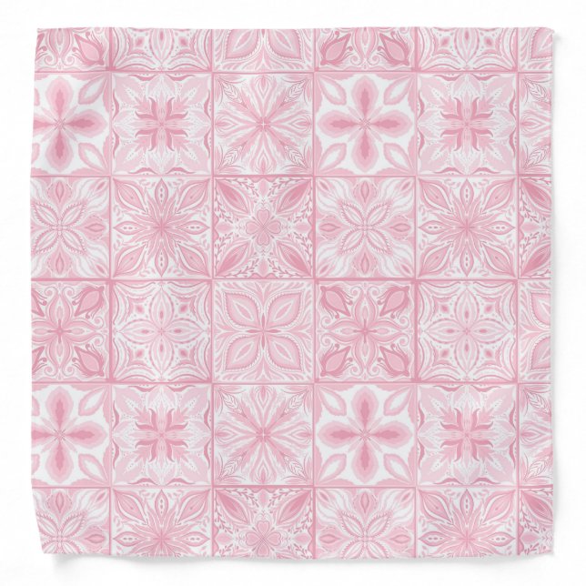 Ornate tiles in pink  bandana (Front)