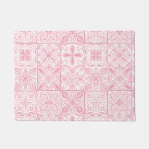 Ornate tiles in pink  doormat