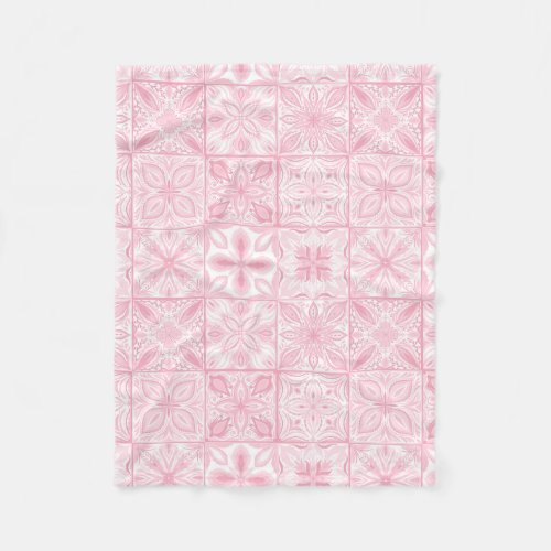 Ornate tiles in pink  fleece blanket