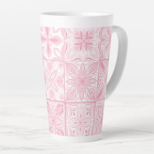 Ornate tiles in pink  latte mug