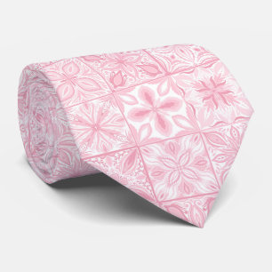 Ornate tiles in pink neck tie
