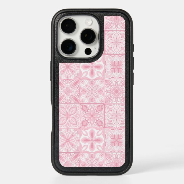 Ornate tiles in pink  otterbox iPhone case (Back)