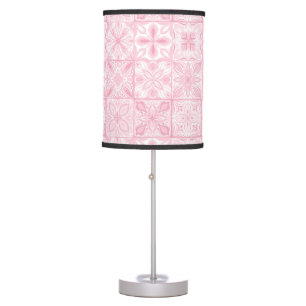 Ornate tiles in pink  table lamp
