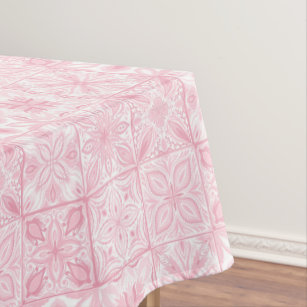 Ornate tiles in pink  tablecloth