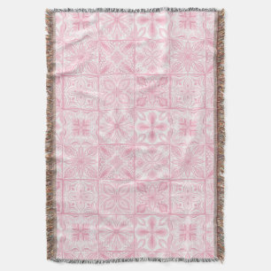 Ornate tiles in pink throw blanket