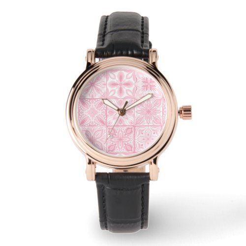 Ornate tiles in pink  watch