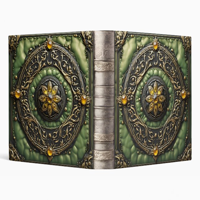 Ornate Topaz Yellow Leather Photo Album  3 Ring Binder (Background)