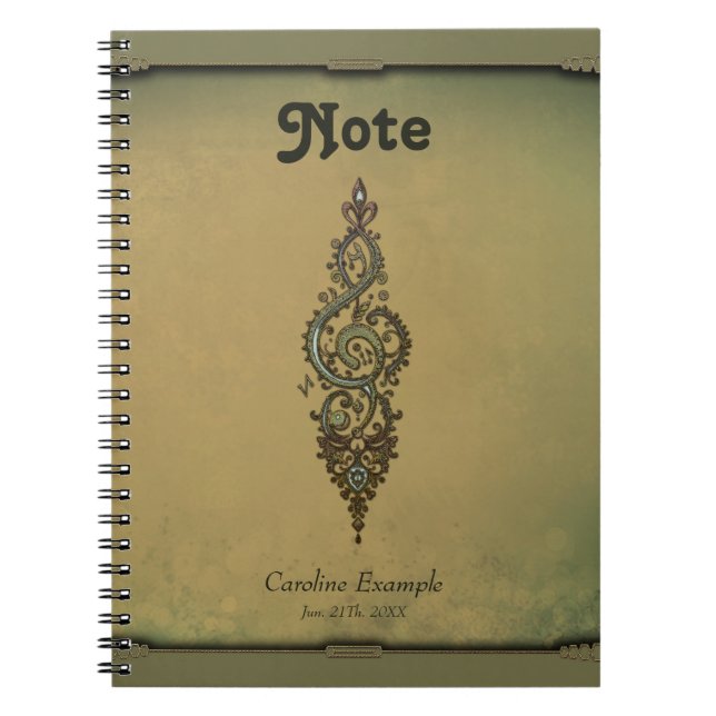 Ornate Treble Clef  Notebook (Front)