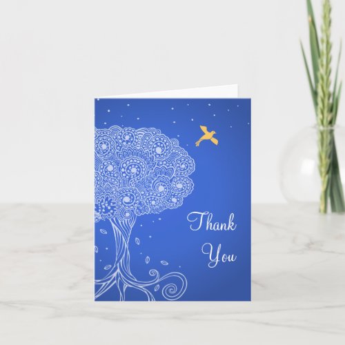 Ornate Tree of Life Blue Bat Mitzvah Thank You