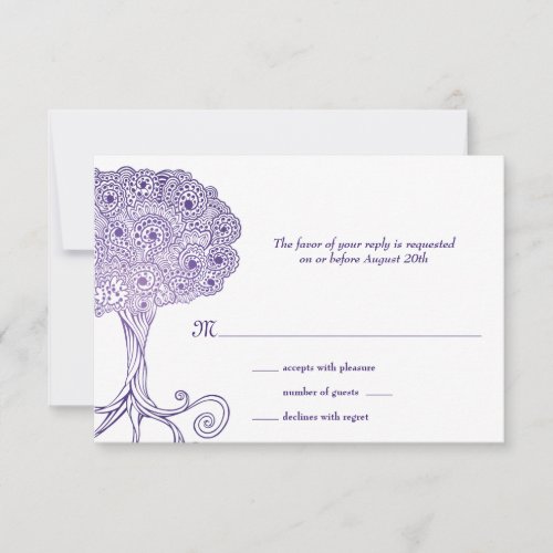 Ornate Tree of Life Purple Bat Mitzvah RSVP
