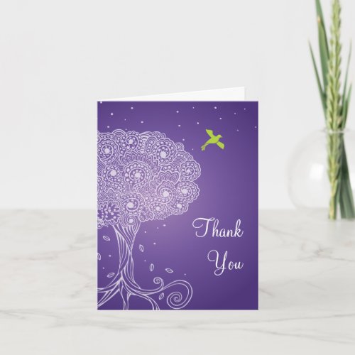 Ornate Tree of Life Purple Bat Mitzvah Thank You