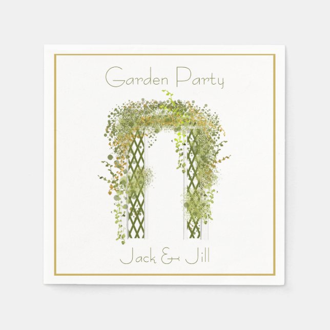 Ornate Trellis with Green and Gold Foliage  Napkins (Front)