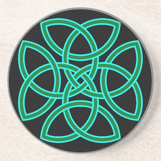 Ornate Triquetra Cross in Sage Bright Green Sandstone Coaster (Front)