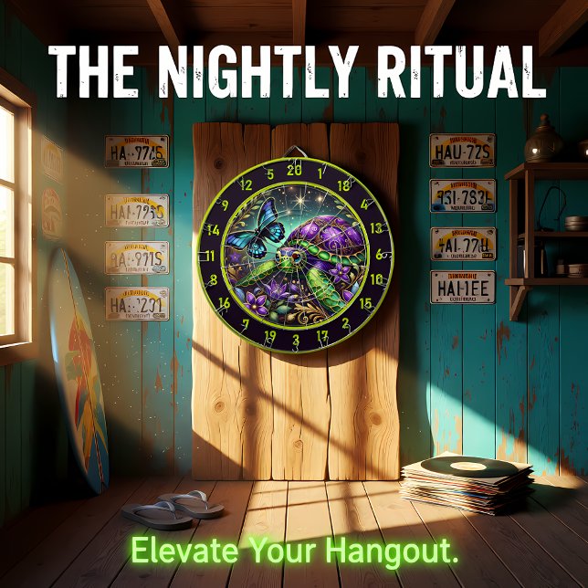 Ornate Turtle Butterfly Cosmic Lodge Art Dart Board (Creator Uploaded)